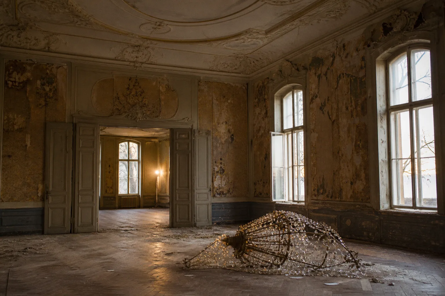 Denkmalschutz im Fünfseenland: Ein ruinierter Schlosssaal